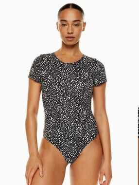 Aritzia Babaton High-Neck Short sleeve Open Back One Piece Swimsuit / Bodysuit